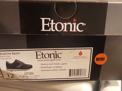 Etonic Stabilite Sport Waterproof Spikeless Golf Shoes Black/Grey 12 Wide