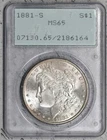 1881-S Morgan Dollar PCGS MS65 Old Rattler Holder with Color! #6FWO