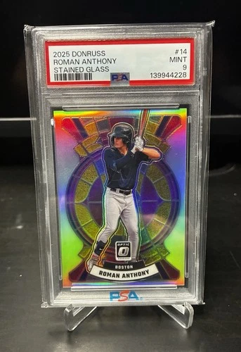 2025 Panini Donruss Roman Anthony #14 STAINED GLASS SSP PSA 9 MINT