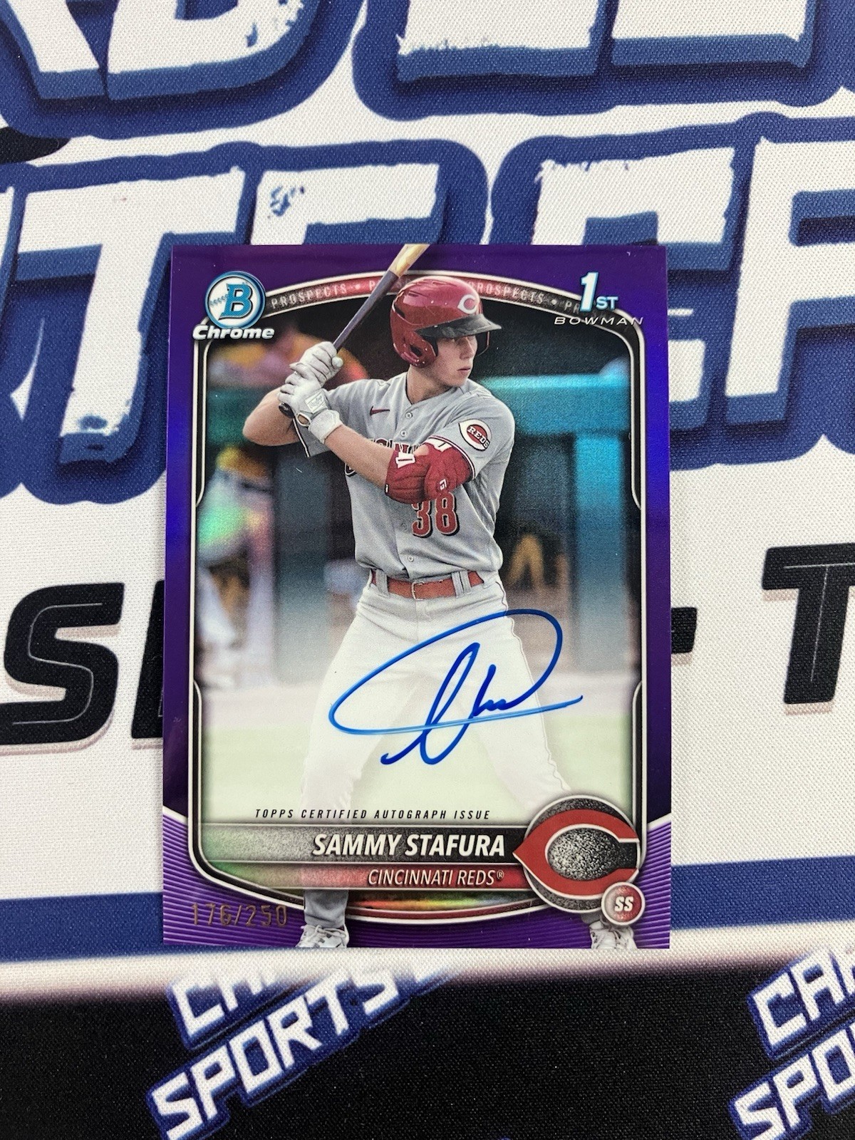 2025 Topps Bowman Chrome 1st Bowman Purple Auto #CPA-SS Sammy Stafura /250