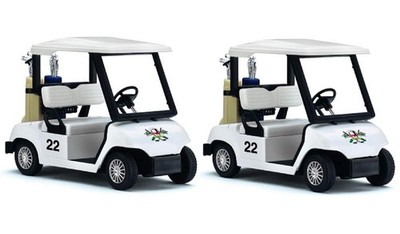 KinsFun - Golf Cart 4½'' Die Cast Metal Model 2 Count (Pack of 1), White 2set 