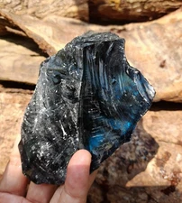 Black Blue Starligh Zebra, Rare BiColor, Monatomic Andara Crystal Glass, 400 gr