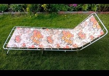 Vintage Orange Flowered Sun Lounger Folding Recliner Garden Beach Camper Van