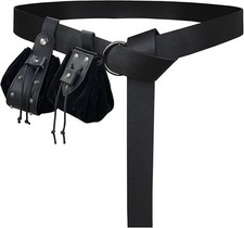 Medieval Embossed O Ring Belt with Nordic Embossed Belt Bag, Vintage Faux Leathe