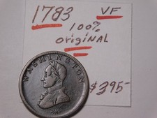 EARLY AMERICANA !!!!!!!!    1783   100% GENUINE WASHINGTON CENT V.F. !!!!!!!!!