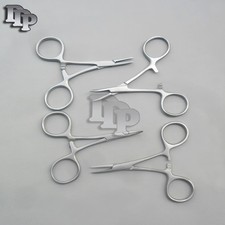 HEMOSTATS / LOCKING FORCEPS 3-1/2" -- 2 Curved 2 Straight - Stainless Steel NEW