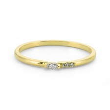 Thin 14k Real Solid Gold Small Diamond Stacking Ring