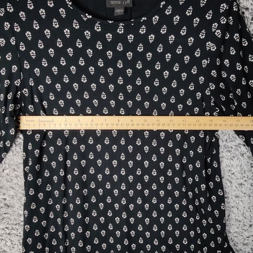 Top donna J.JILL floreale taglia S manica 3/4 popover nero casual ufficio casual - Foto 3 di 7