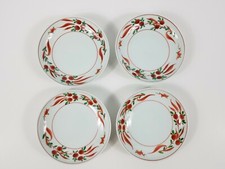East Asian Floral Bowls Hand Painted Plates Signed Home Broth Rice Soup Lot 4