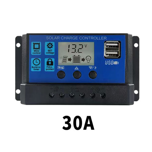 Controlador Solar 12V/24V Regulador PWM Sistema de Cargador de Batería Solar LCD USB - Imagen 9 de 9