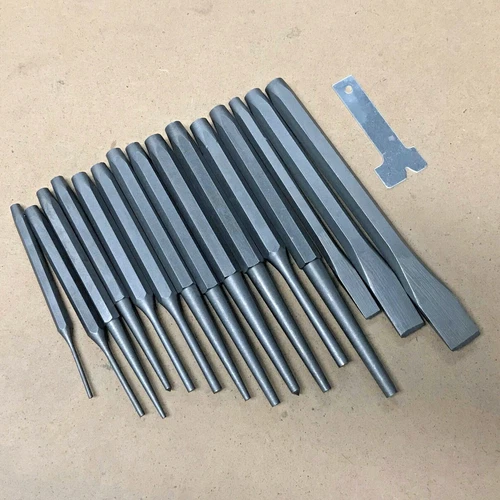 16 Piece Punch & Cold Chisel Set Pin Tapered Center Punches + Gauge