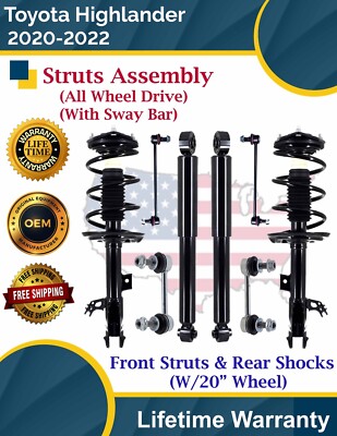 OE Front Struts & Rear Shocks W/Sway Bars For 2020-2022 Toyota Highlander 4X4