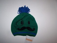 Gymboree Boy Beanie Hat Mr. Magician Moustache Green/Blue Size 2T-3T NWT