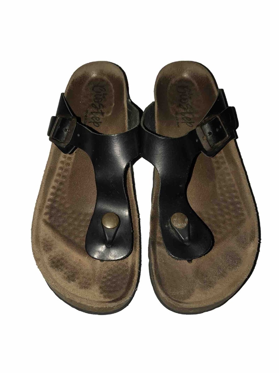 BioStep Women's Black Leather Size Sandals