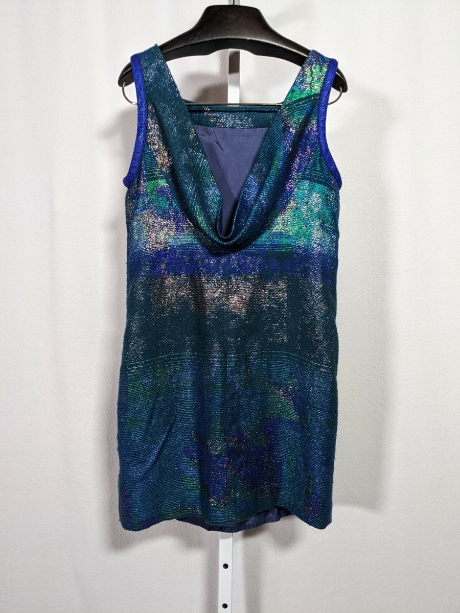 Proenza Schouler Glossy Metallic Multicolor Blue Green Dress Size 4 | eBay