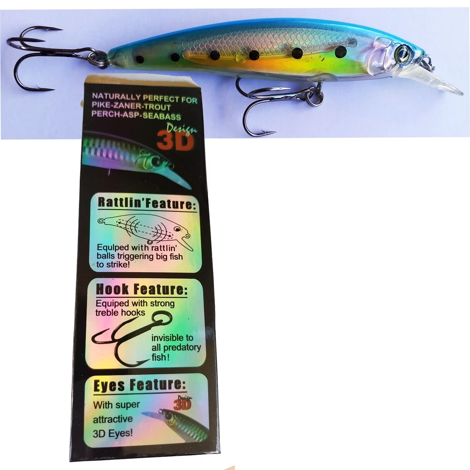 Artificiale Pesca Mare Spinning Traina Esca Spigola Serra Alletterato Minnow - Immagine 2 di 4