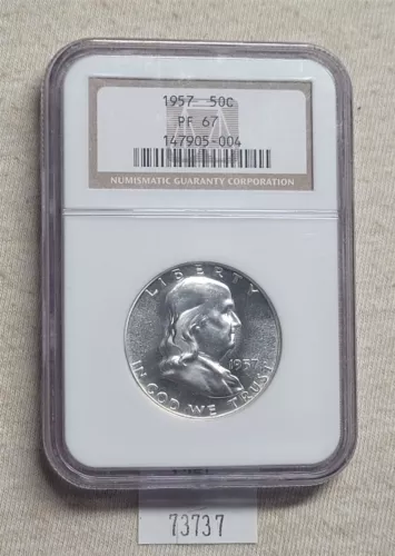 WPCoins ~ 1957 Proof Franklin Half Dollar NGC PF-67