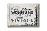 Blechschild Spruch Wohnung Nicht Staubig Vintage 40X30 Cm Deko Schild Tin Sign