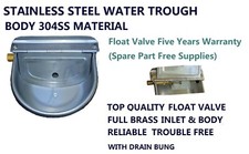 STAINLESS STEEL WATER TROUGH BOWL FULL BRASS AUTOMATIC FLOAT 4 CATTLE DOG GOATS