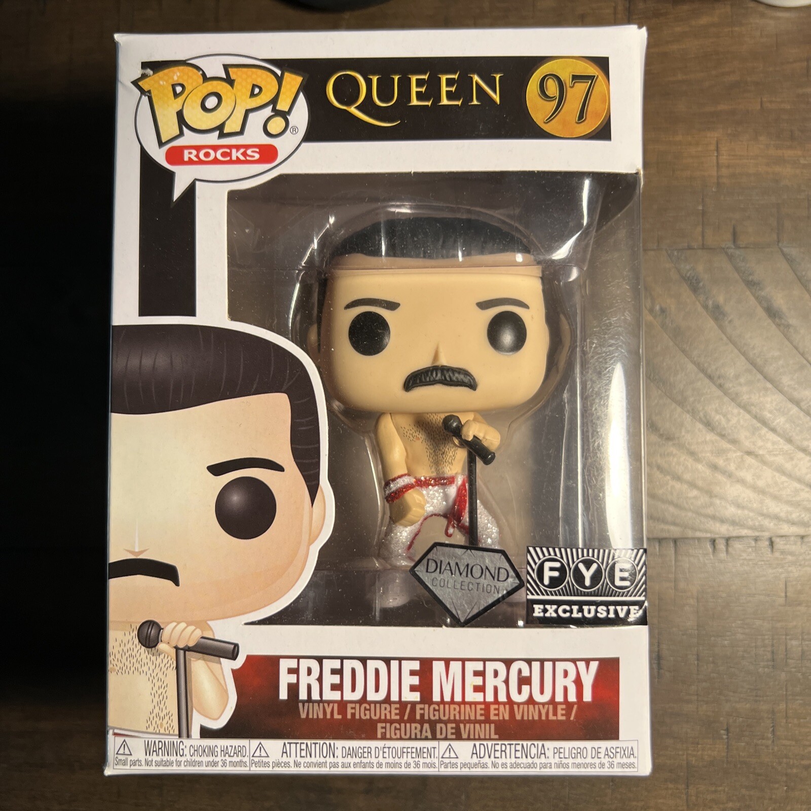 Funko Pop Rocks Freddie Mercury Diamond 97 Queen Vinyl Figure Fye Exclusive