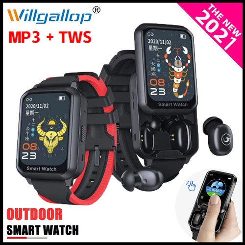 2 in 1 BT Call smart watch Music Sports Men Women Smartwatch with TWS Ear  buds | eBay