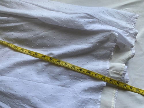 Ally Cotton Dress Women Size 12 White Lace Trim Textured Tie V-Neck Short Sleeve - Picture 7 of 8