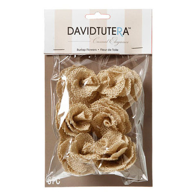 DAVID TUTERA NATURAL BURLAP ROSE FLOWERS RUSTIC WEDDING-1.5'' x 2'' - 6 PIECES