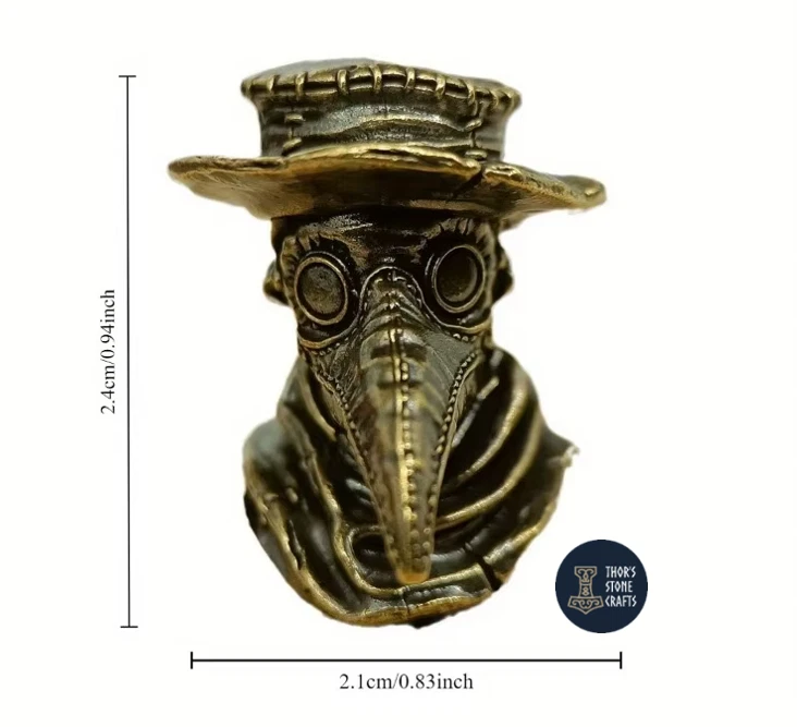 Plague Doctor Paracord Bead Antique Brass Finish EDC Knife Lanyard Keyring Bead - Image 4 of 4