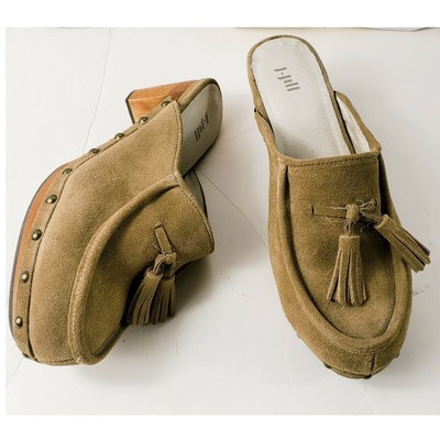 light tan mules