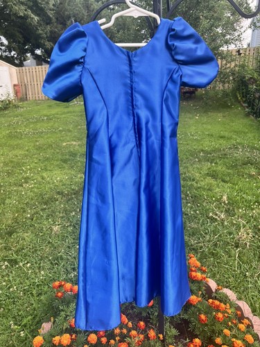 Vntg Do You Love Me? 80s Blue Taffeta Child/Kids Party Dress Halloween Sz 3 - Picture 4 of 7