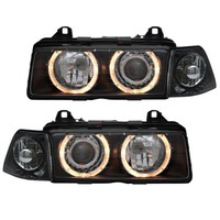 Depo Scheinwerfer Set Angel Eyes FüR BMW E36 Cabrio Coupe Schwarz