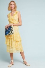 RARE! NWT Sz S Small Anthropologie Sunny Days Ruffled Dress by dRA Retail $198