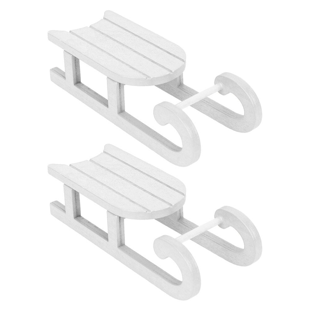 2 PCS Decorative Santa Sleigh Christmas Wooden Ornaments White Tree eBay