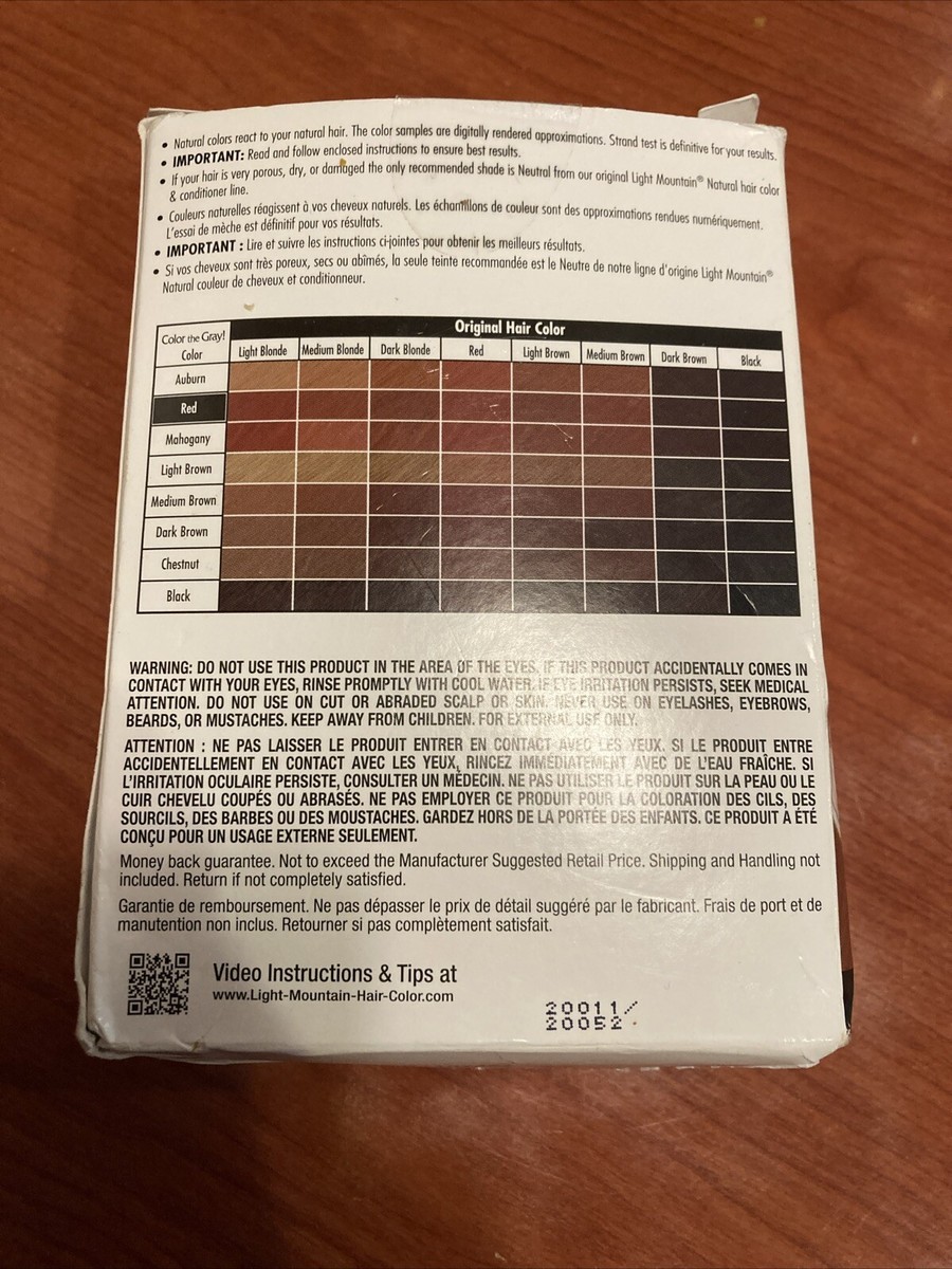 Light Mountain Henna Color Chart