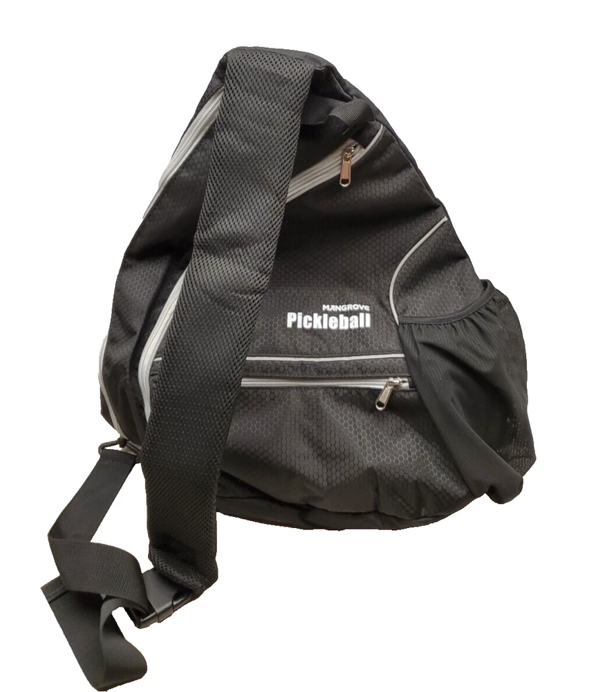 Pickleball Bag Mens Womens Backpack Adjustable Sling Bag Black Pickleball Bag Mens Womens Backpack Adjustable Sling Bag Black