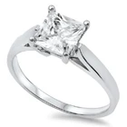 Solitaire Princess Cut Simulated CZ Wedding Ring 925 Sterling Silver