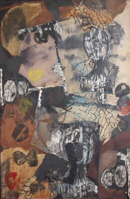 MAURICE ABRAMSON-NJ Expressionist-Original Signed Oil/Collage-Ex Orbita-MCM-COOL
