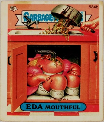 1988 GPK Garbage Pail Kids Series 13 #534b EDA Mouthful Sticker Card
