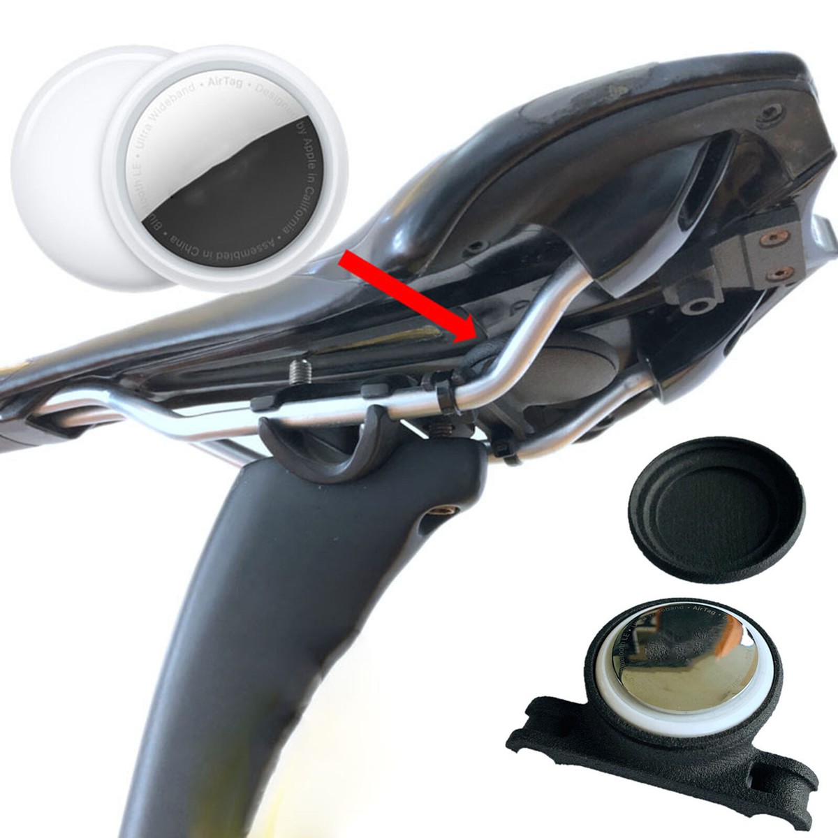 For AirTag Tracker Bicycle Bike Mount Seat Bow Hidden Bracket