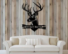 Custom Deer Head Metal Sign, Deer Hunter Gift, Deer Camp Sign, Christmas Gift