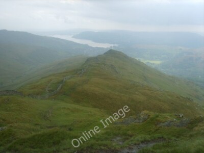 Photo 6x4 Ascending High Pike Rydal Looking back through the heavy drizzl c2010