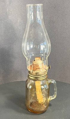 Vtg Golden Harvest Drinking Jar Handle Kaadan LTD Burner Oil Lamp Lantern