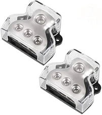 3 Way Power Distribution Block, 1X 0 Gauge in / 3X 4 Gauge Out Amp Power Distrib