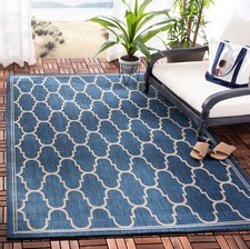 Safavieh Indoor / Outdoor Navy / Beige Area Rugs - CY6016-268