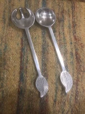Salad Servers 12.5 “ Aluminum Metal Leaf Fork Spoon