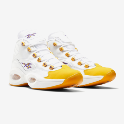 Reebok Question Mid Basketball Shoes Yellow Toe 'Lakers' -FX4278