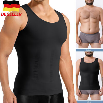 Herren Mieder Unterhemd Body Shaper Bauchweg Abnehmen Kompression Muskelshirt DE