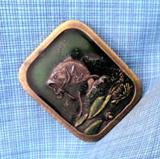 Fishermans Belt Buckle Bass Fishing Sportsman Lake River Vtg 70s IMC   .QRT761