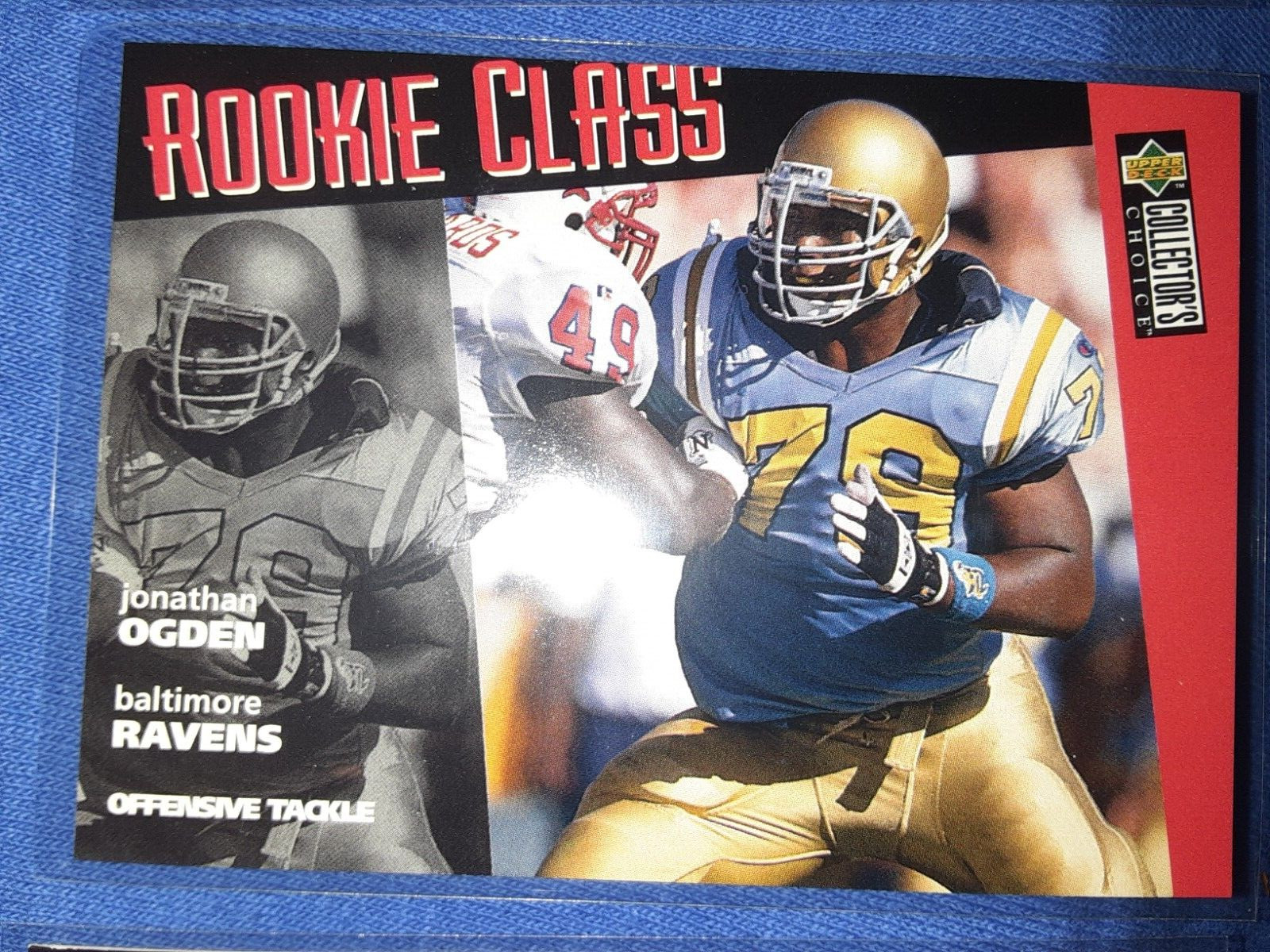 1996 Collector's Choice Card #4 Jonathan Ogden, Baltimore Ravens. NFL RC Rookie