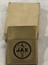 Vintage-XRARE UNFIRED 1965 "JAX BEER" Windproof Brass advertising lighter w/box